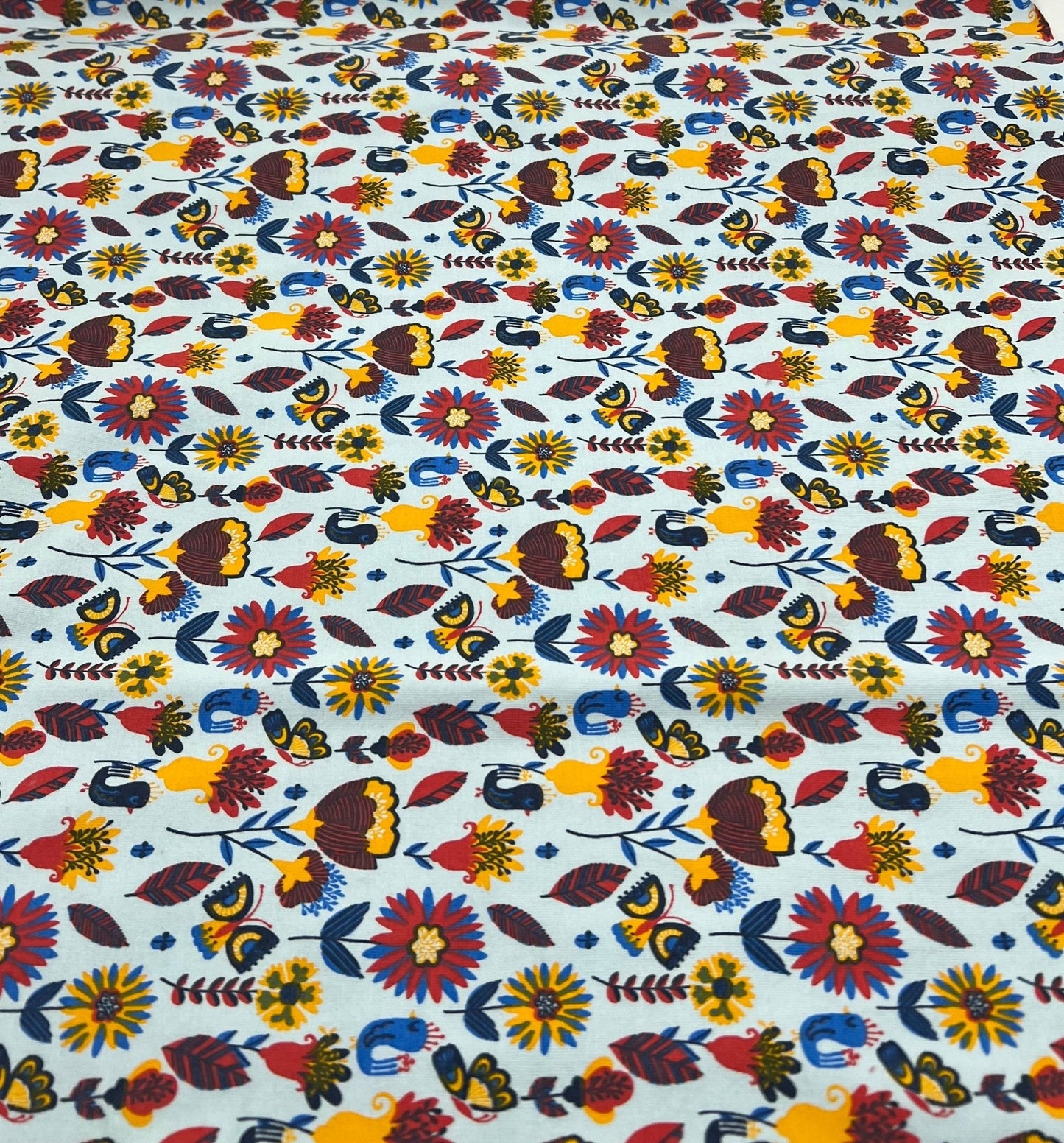 Flower Garden Sweatshirting Cotton Lycra 2 Way Stretch