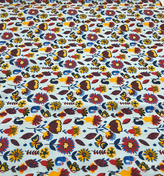 Flower Garden Sweatshirting Cotton Lycra 2 Way Stretch