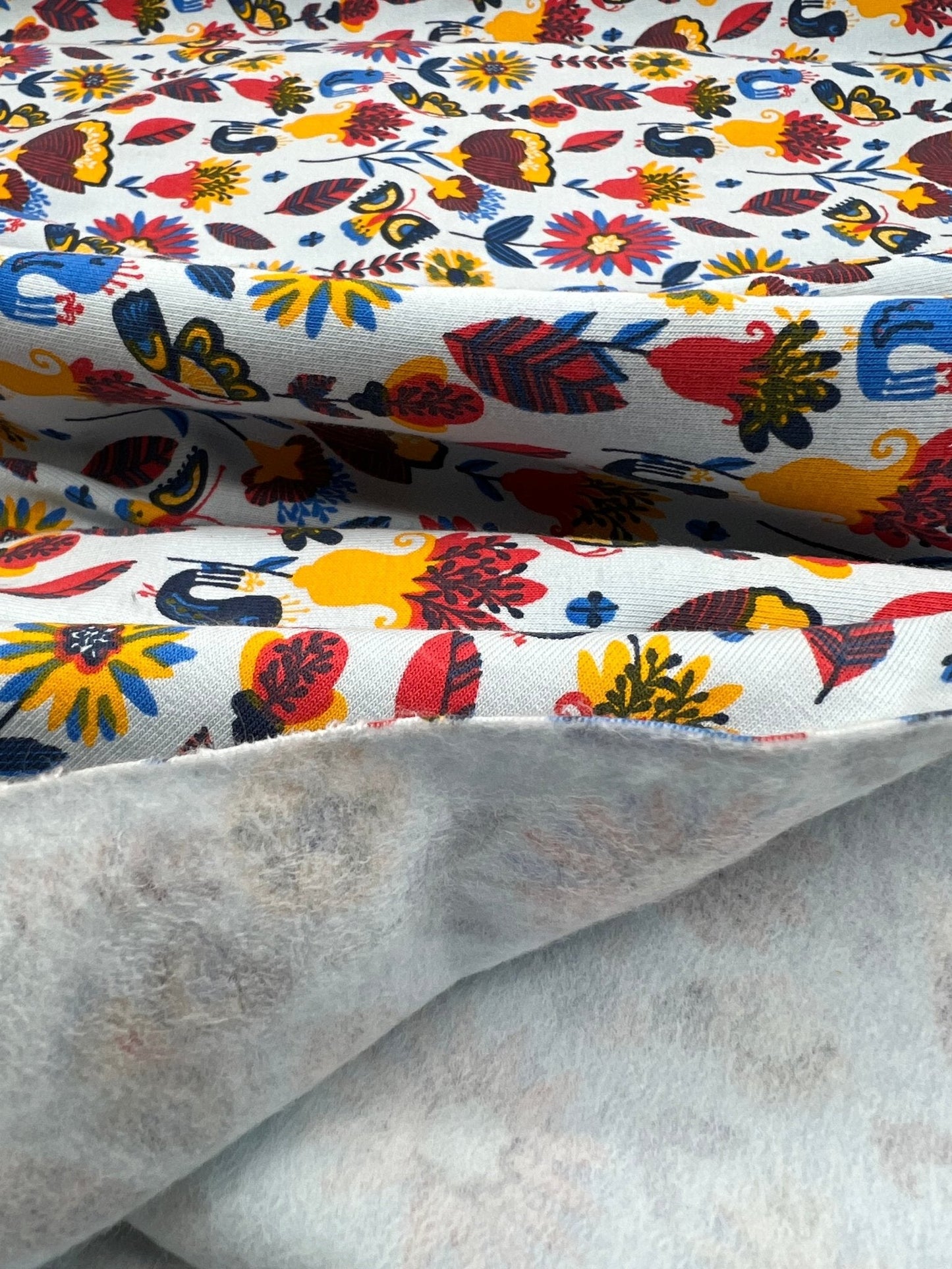 Flower Garden Sweatshirting Cotton Lycra 2 Way Stretch