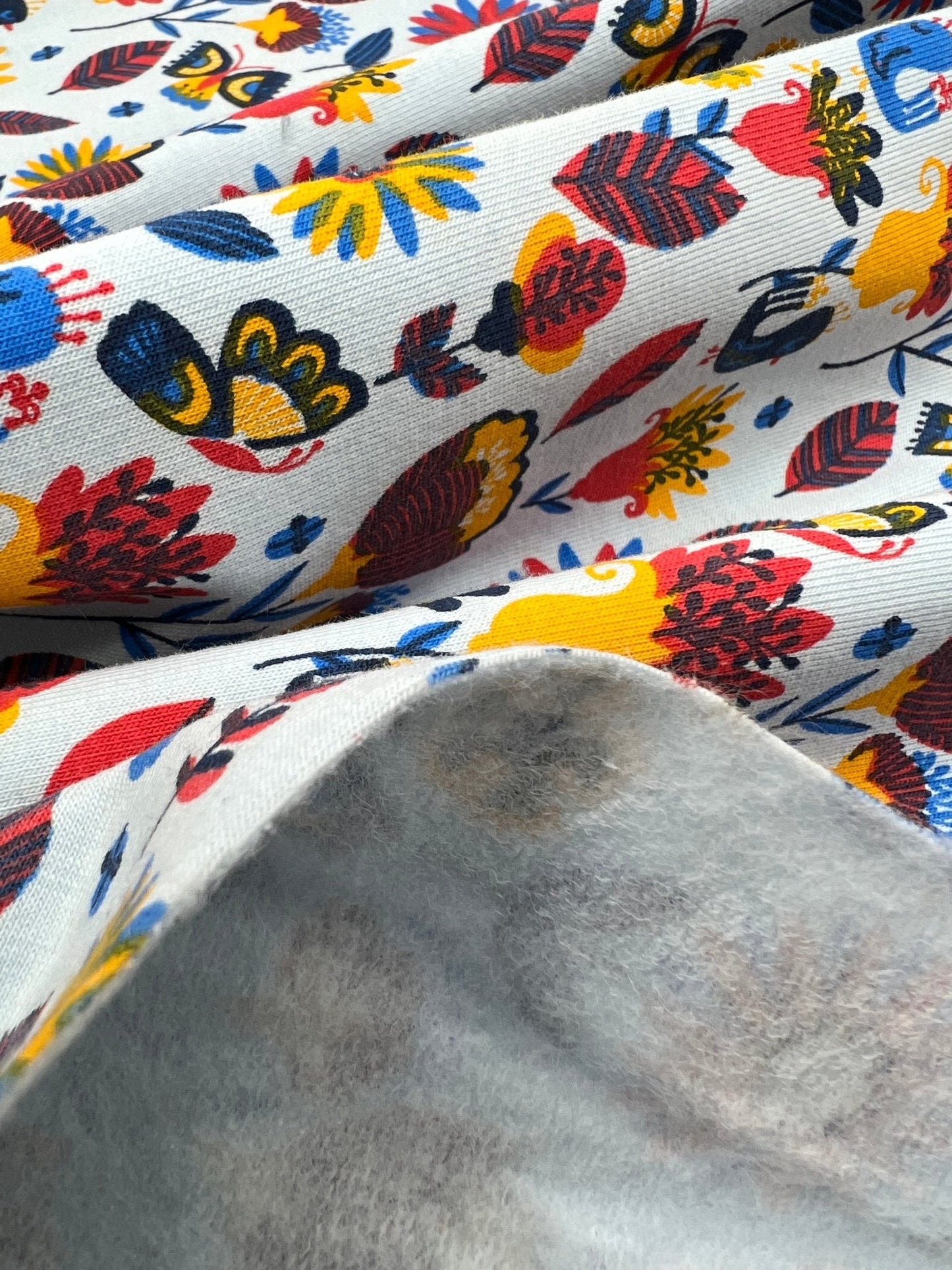 Flower Garden Sweatshirting Cotton Lycra 2 Way Stretch