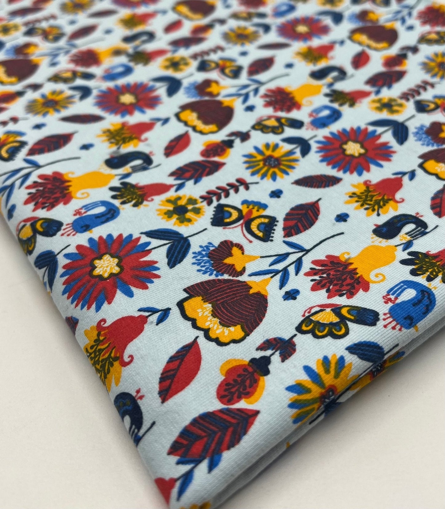 Flower Garden Sweatshirting Cotton Lycra 2 Way Stretch