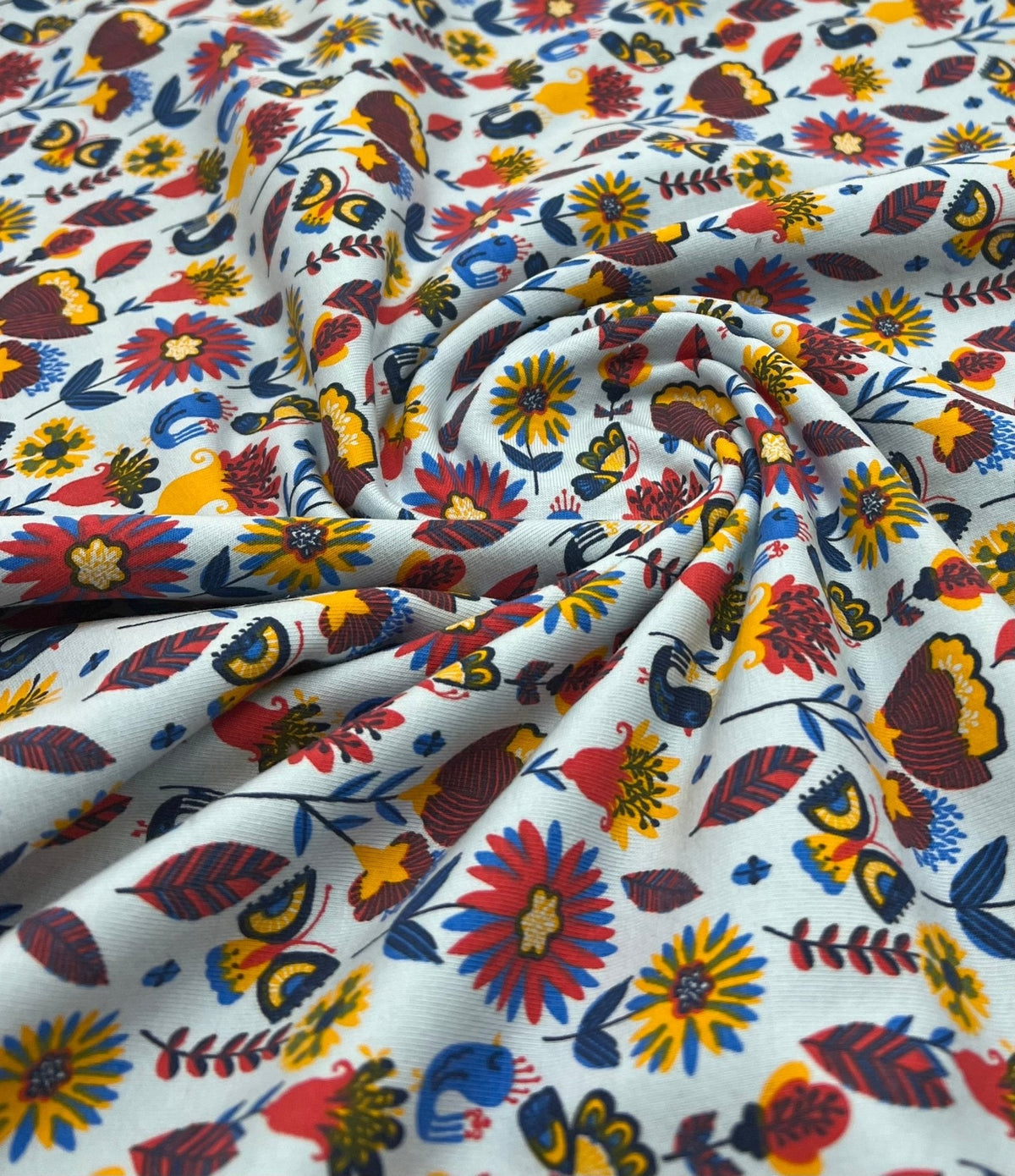 Flower Garden Sweatshirting Cotton Lycra 2 Way Stretch