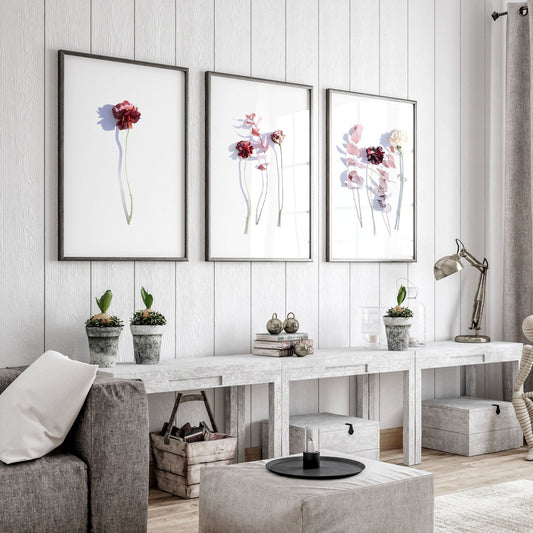 Flower paint | set of 3 wall art prints