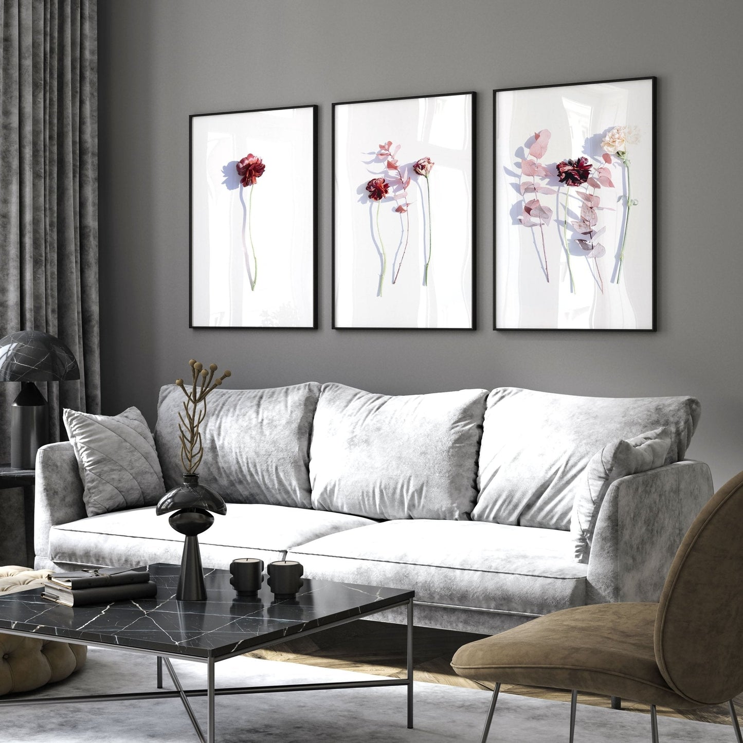 Flower paint | set of 3 wall art prints