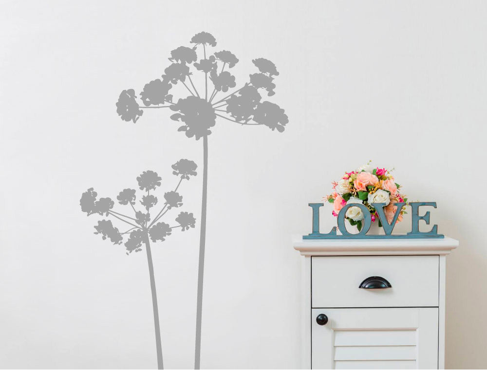Large Silhouette Flowers Wall Sticker Decal