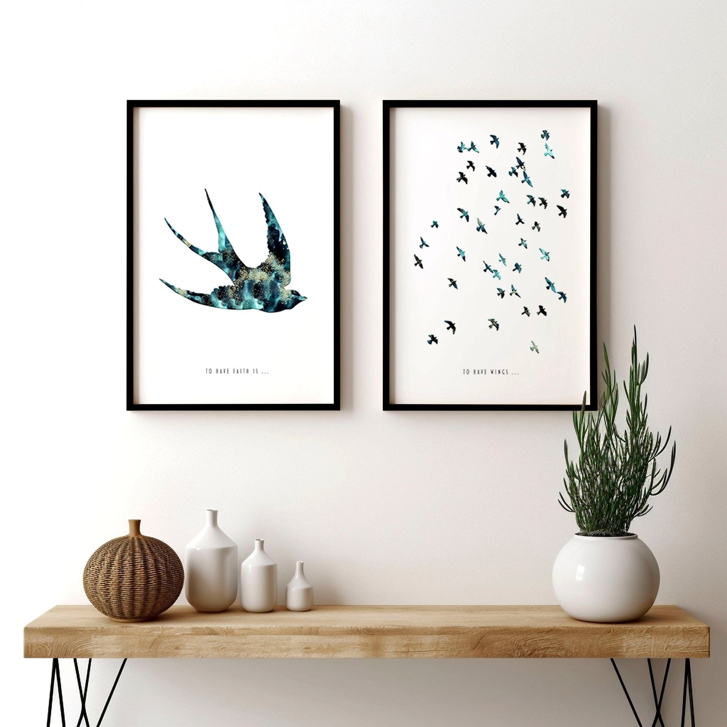 Hallway art | Set of 2 Flying birds wall art prints