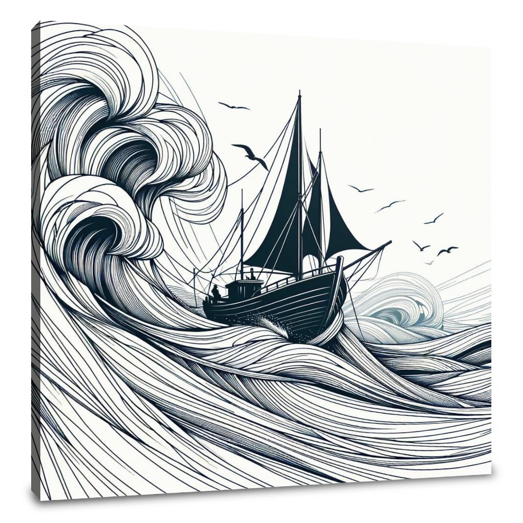 Resilient Waves Sketch Canvas