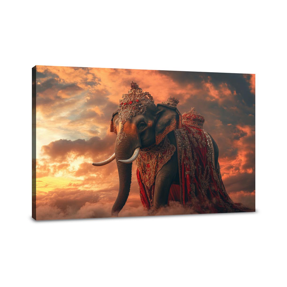 Majestic Sunset Elephant Canvas
