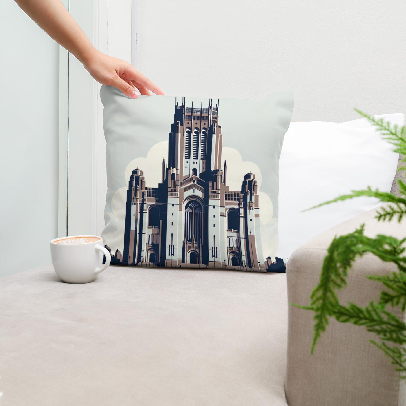 Liverpool Cathedral Minimalist Essence Cotton Cushion