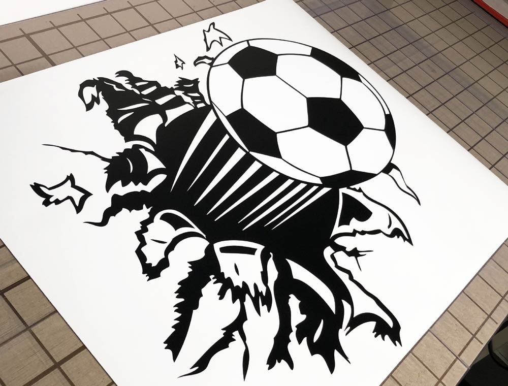 Crashing Through Wall Football Wall Sticker Decal