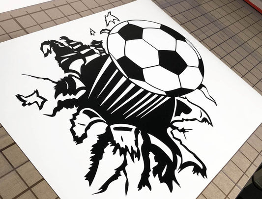 Crashing Through Wall Football Wall Sticker Decal