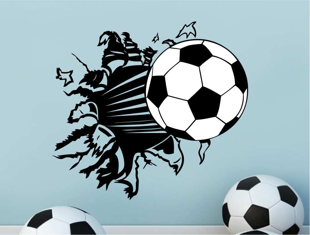 Crashing Through Wall Football Wall Sticker Decal