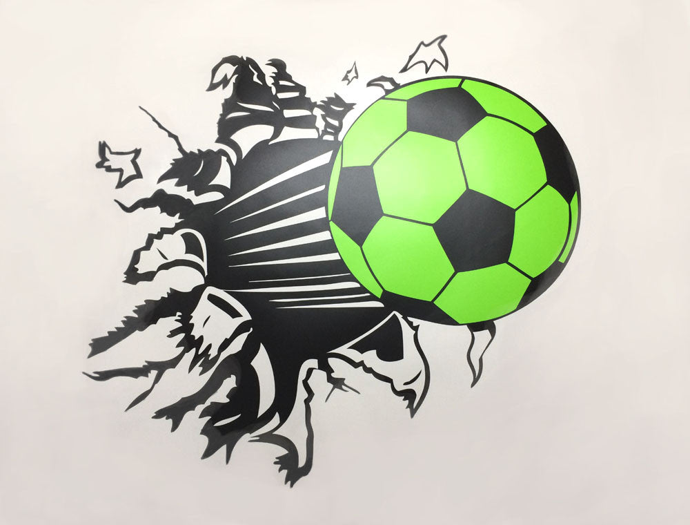 Crashing Through Wall Football Wall Sticker Decal