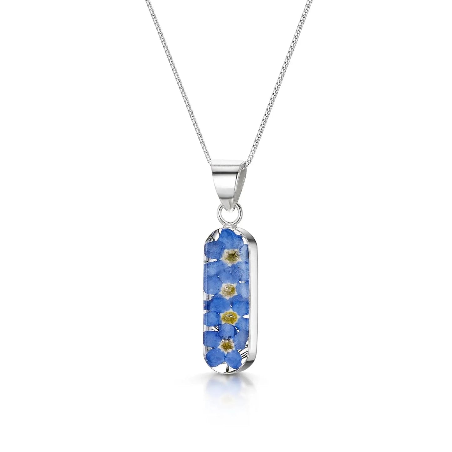 Forget me not necklace 'Leela' pendant. Handmade with real flowers.