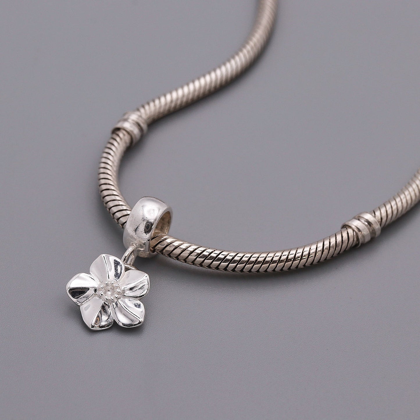 Forget-Me-Not Flower Personalised Silver Charm