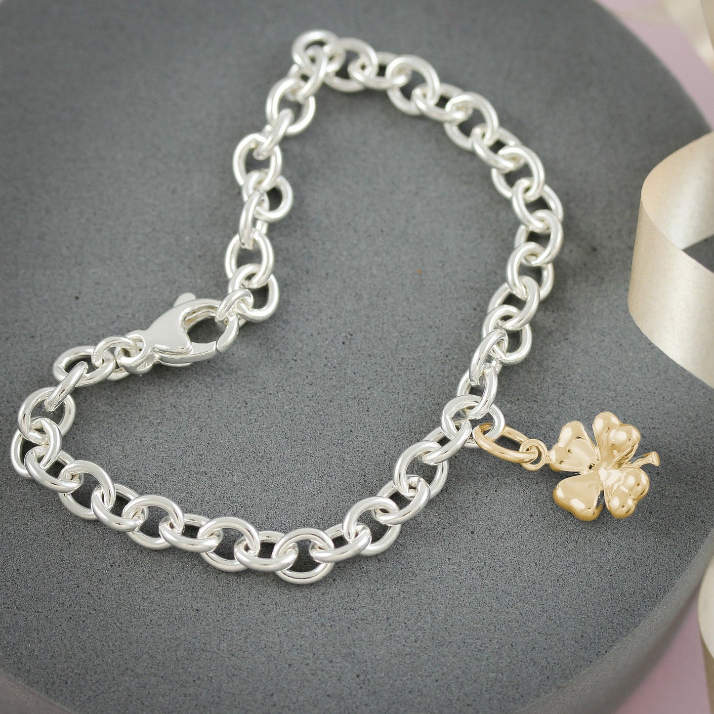 Four Leaf Clover Silver Charm