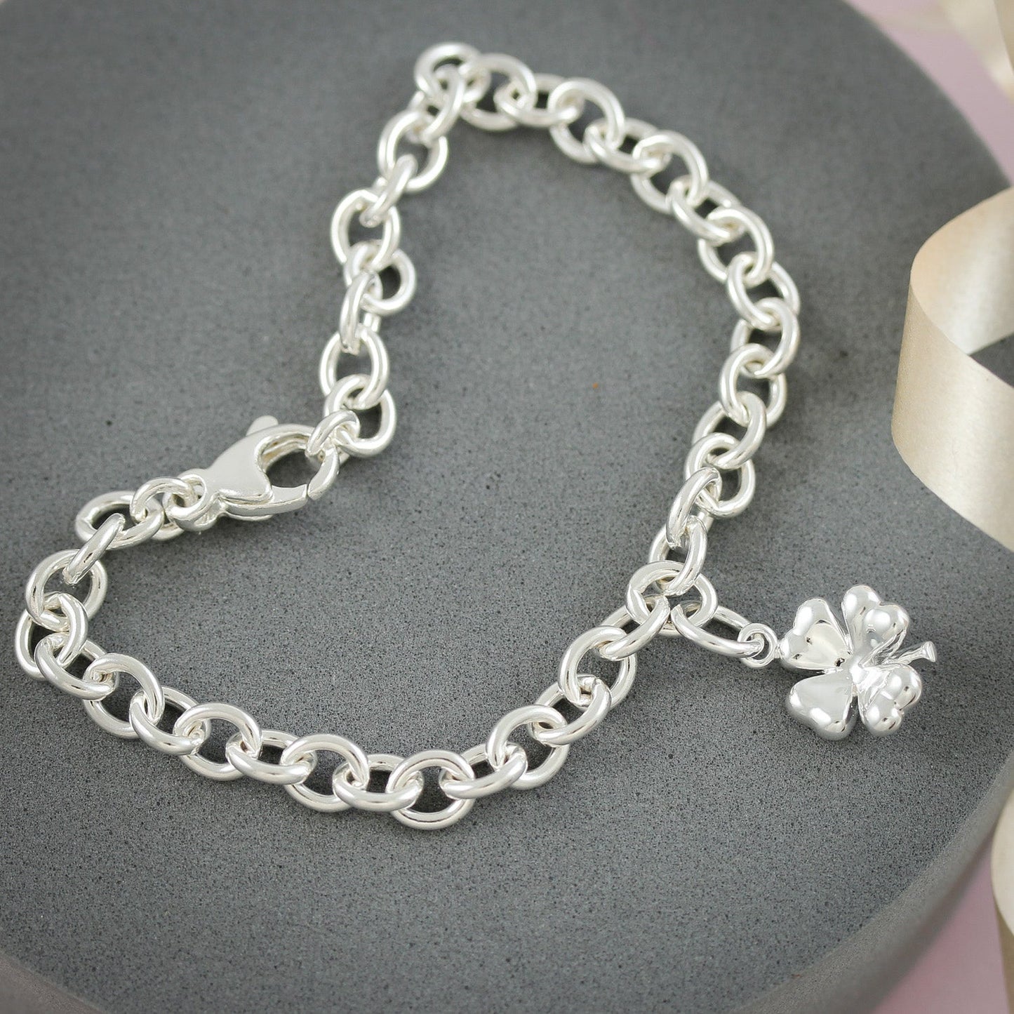 Four Leaf Clover Silver Charm