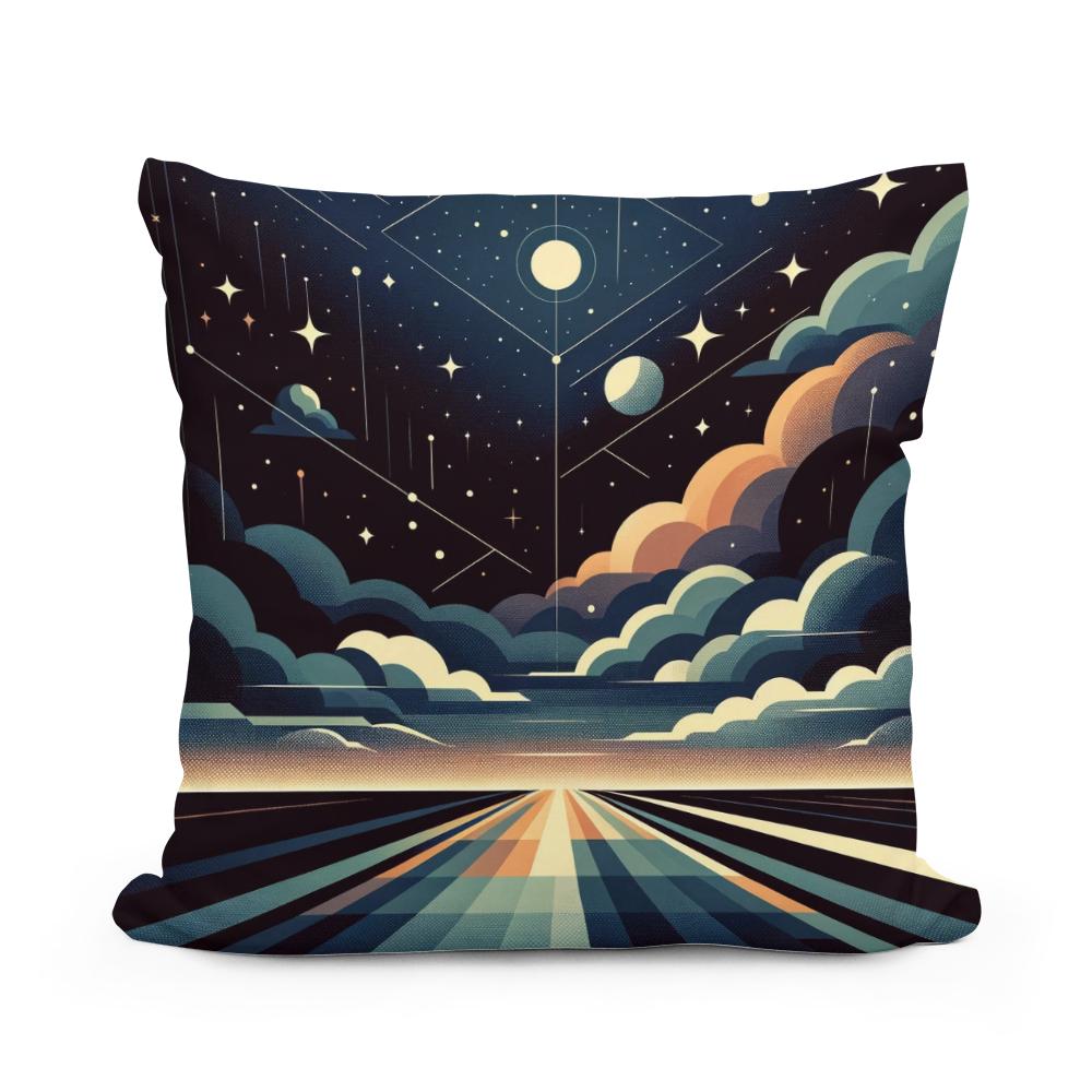 Celestial Harmony: Geometric Night Cotton Cushion