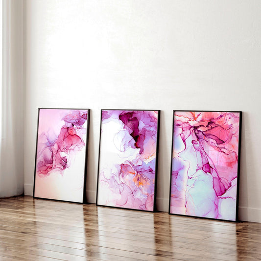 Art prints abstract | set of 3 wall art for home office decor