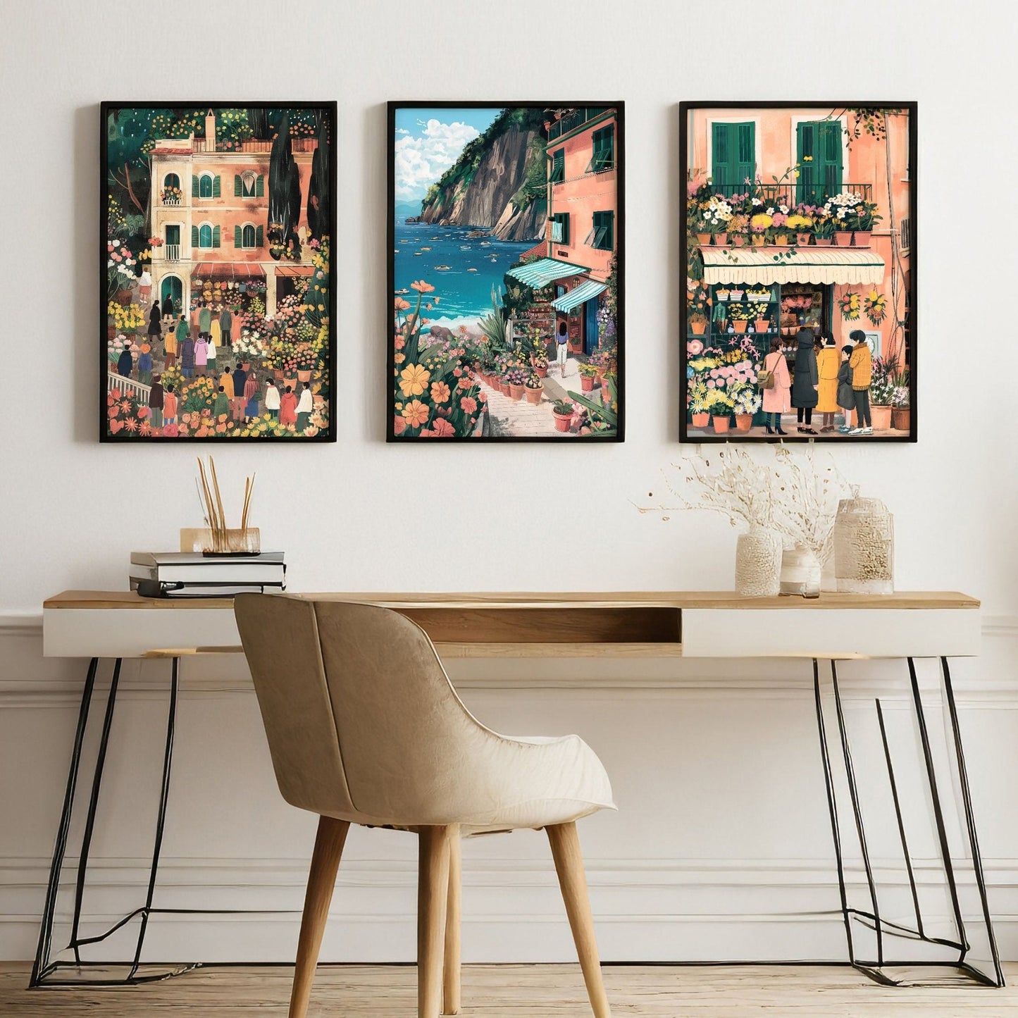 Framed Artwork | Set of 3 Italian Lifestyle Wall art Prints