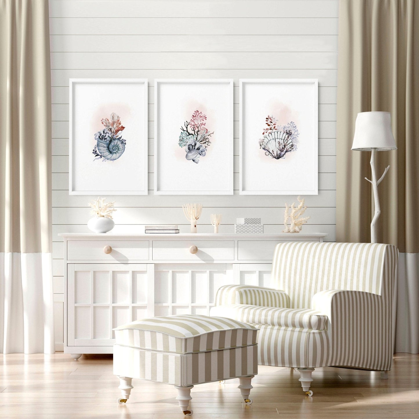 Coastal wall art | Set of 3 framed pictures