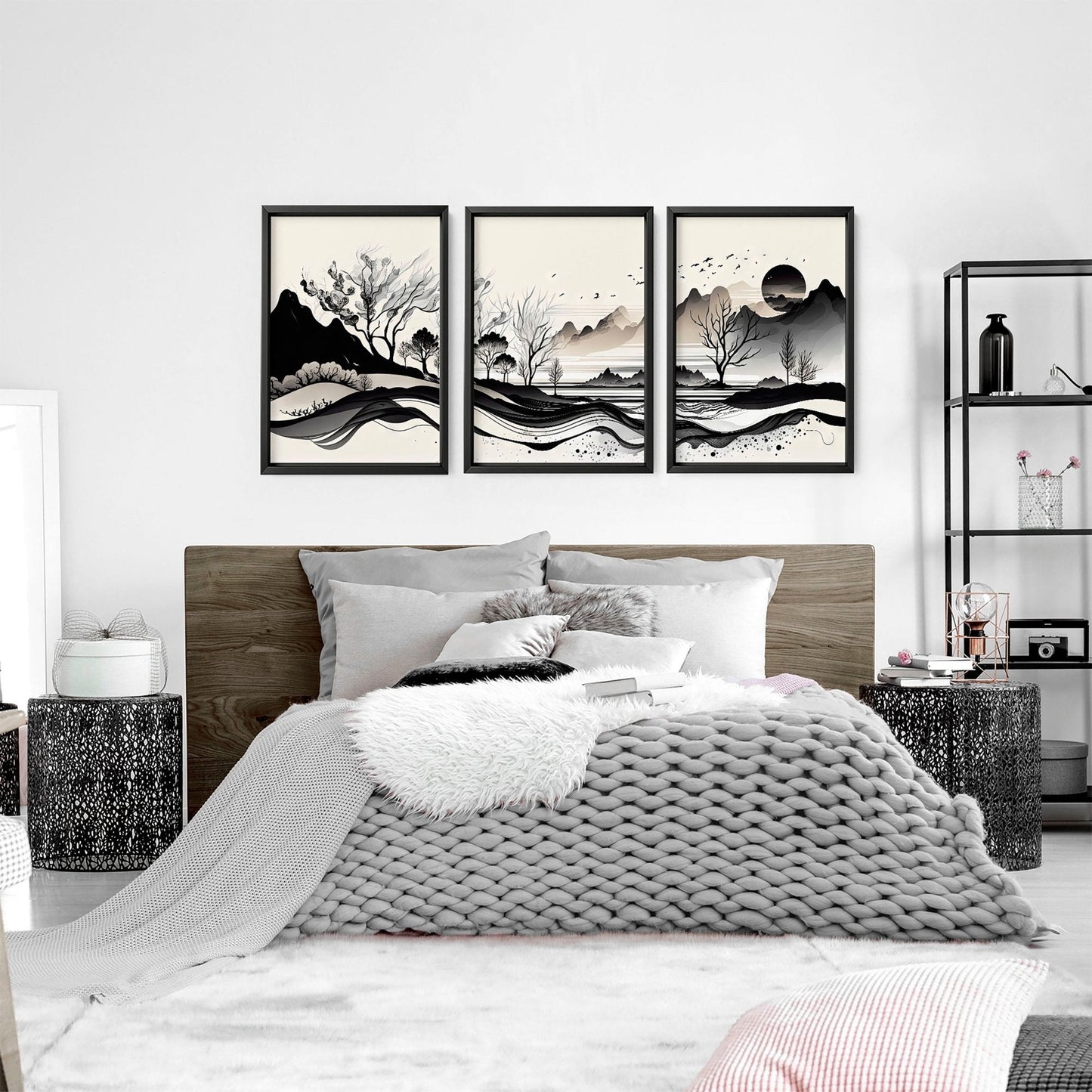 Framed Landscape Wall Art | Set of 3 wall art prints