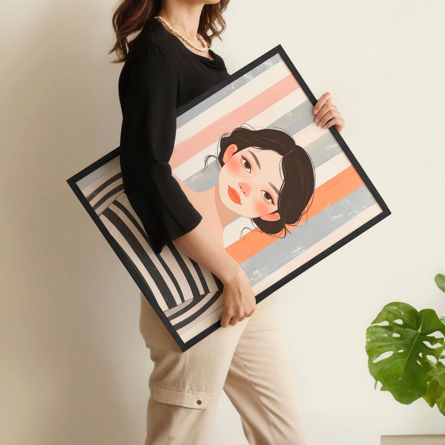 Framed Pictures For The Living Room | Set of 3 Boho Women Wall art Prints