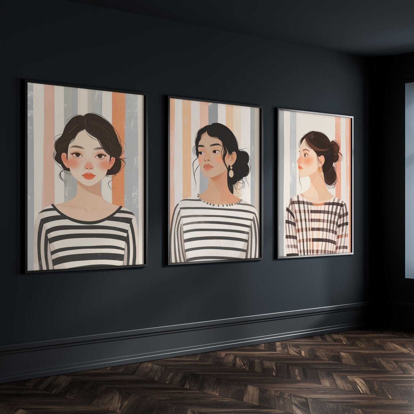 Framed Pictures For The Living Room | Set of 3 Boho Women Wall art Prints