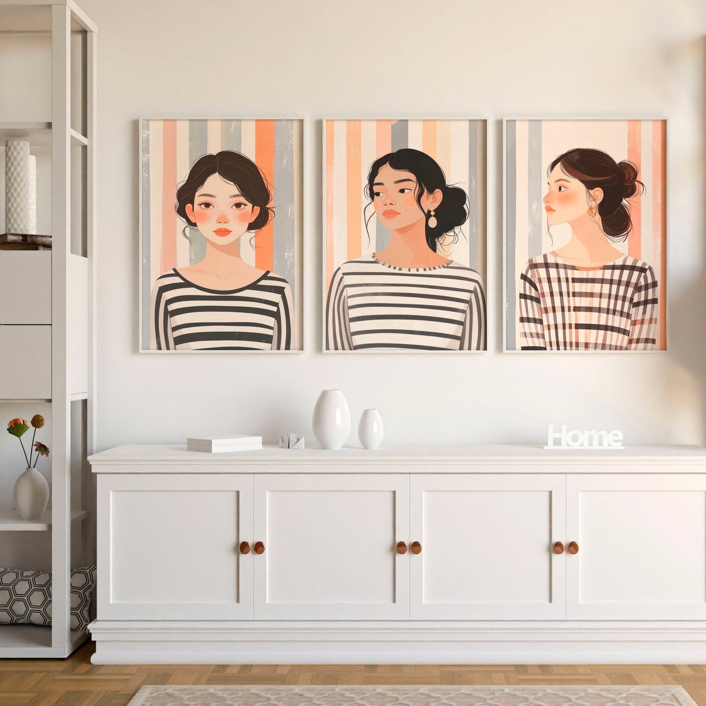 Framed Pictures For The Living Room | Set of 3 Boho Women Wall art Prints