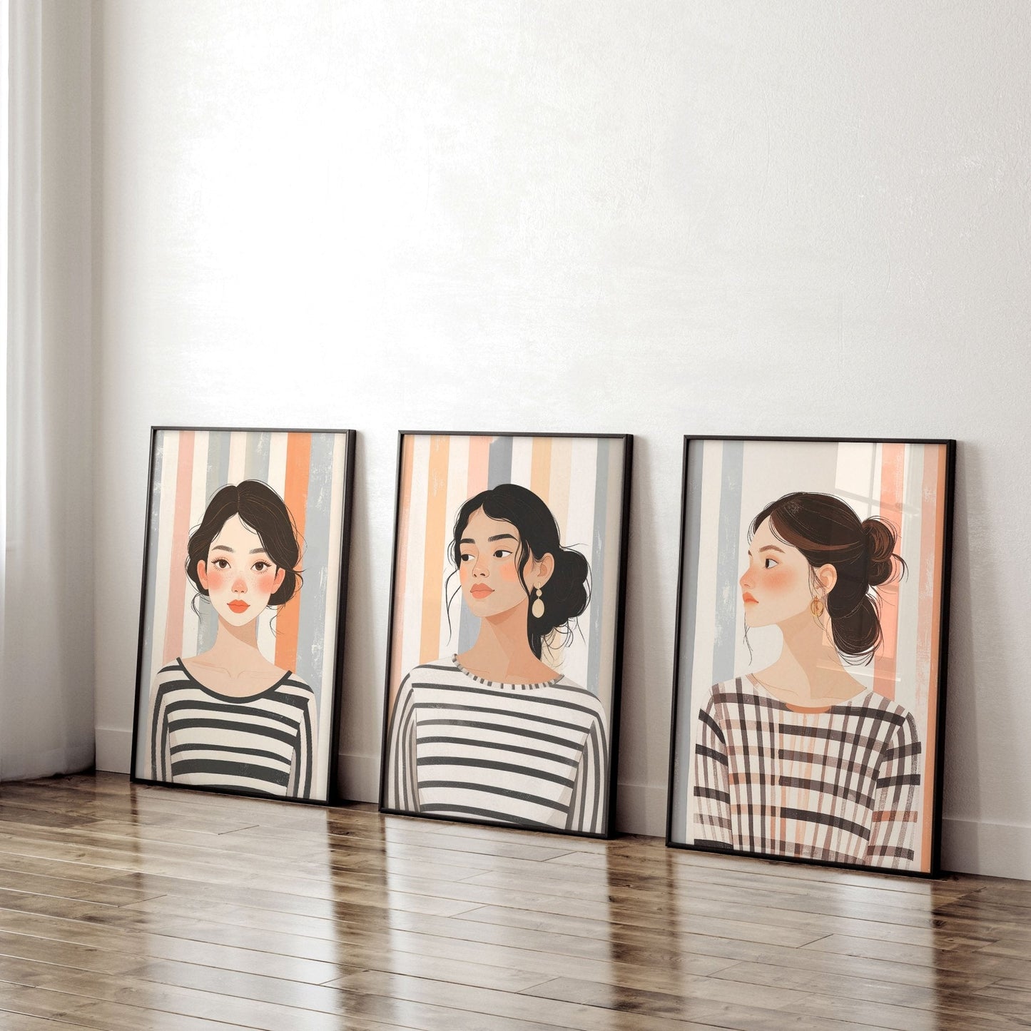 Framed Pictures For The Living Room | Set of 3 Boho Women Wall art Prints