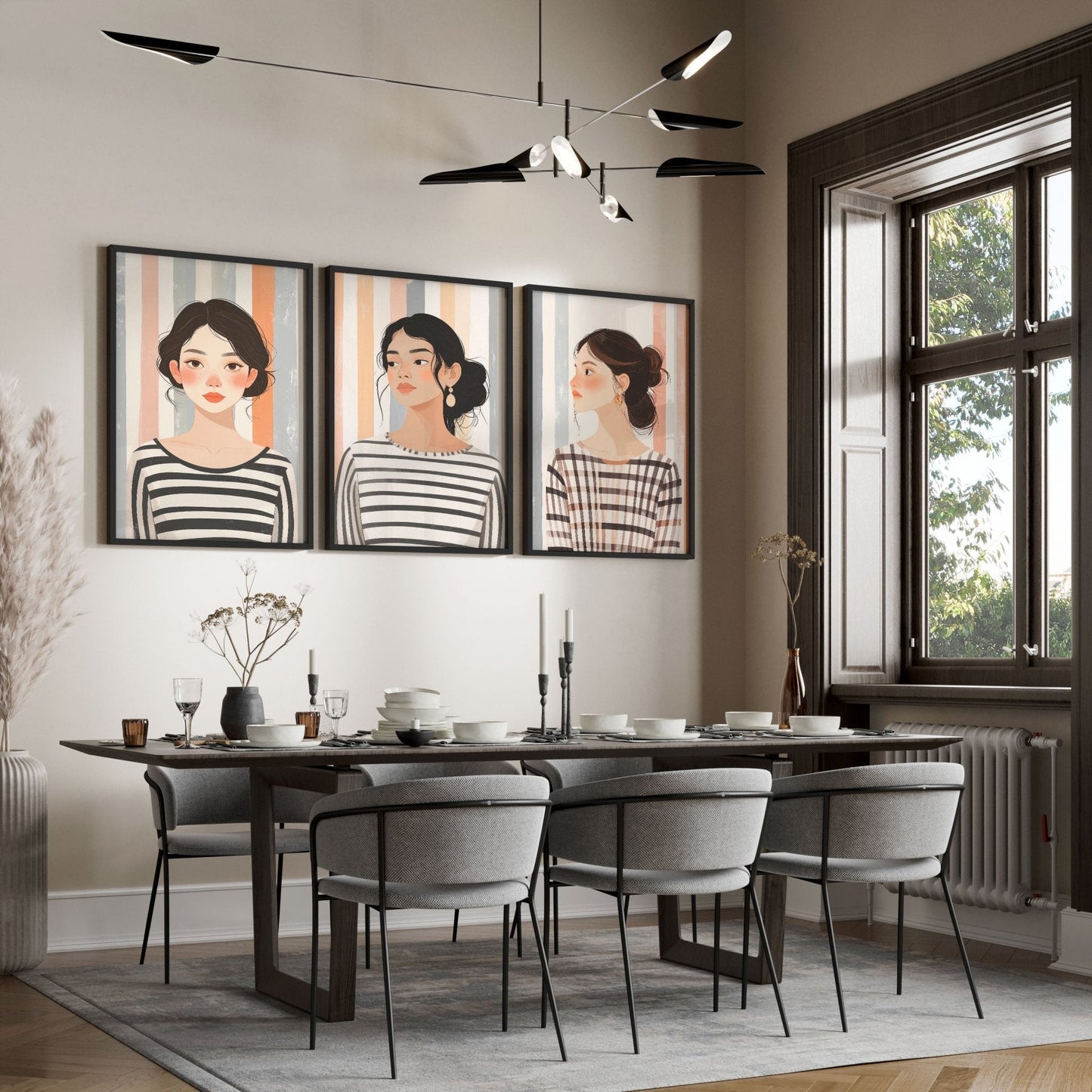 Framed Pictures For The Living Room | Set of 3 Boho Women Wall art Prints