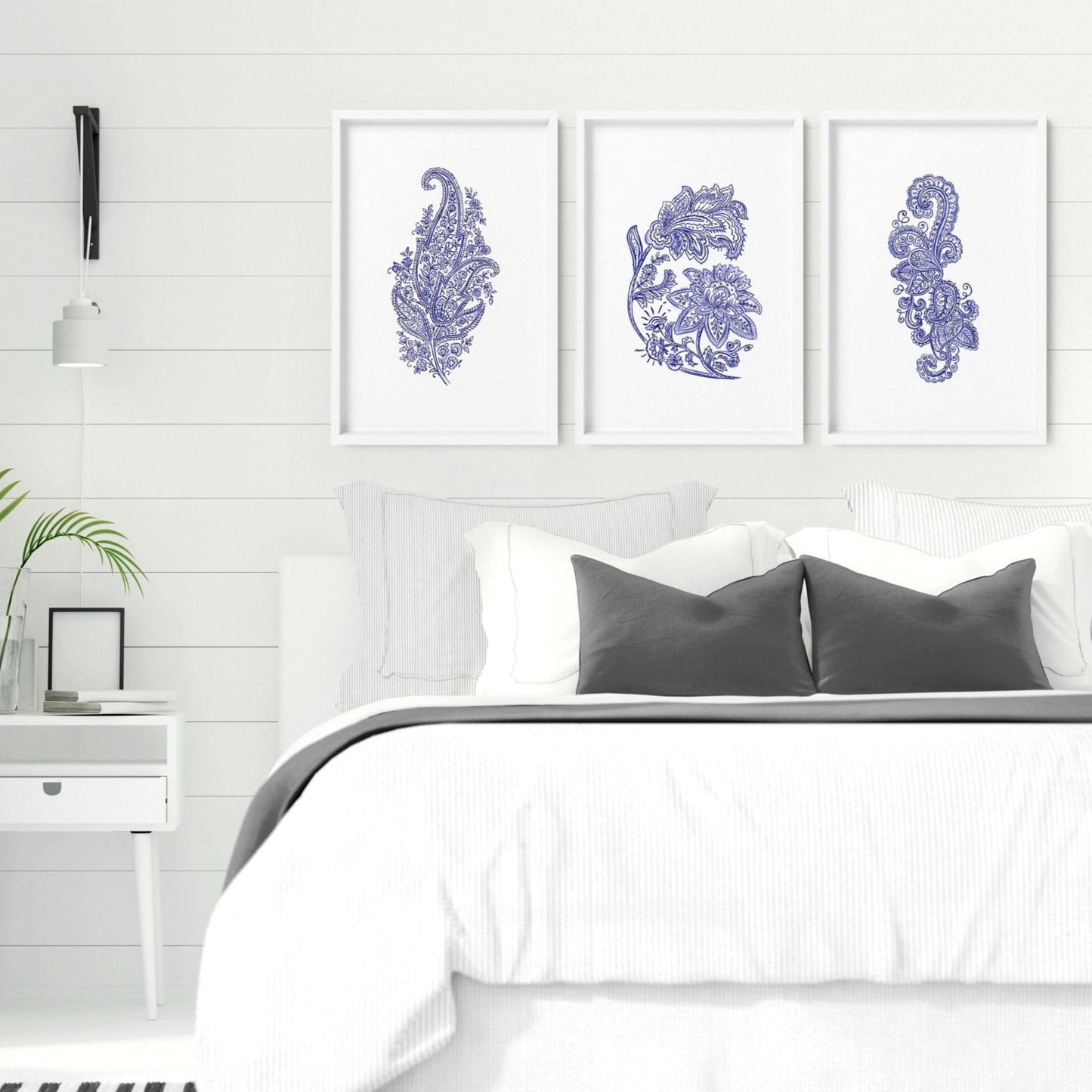 Wall hanging boho | set of 3 Paisley wall art for bedrooms