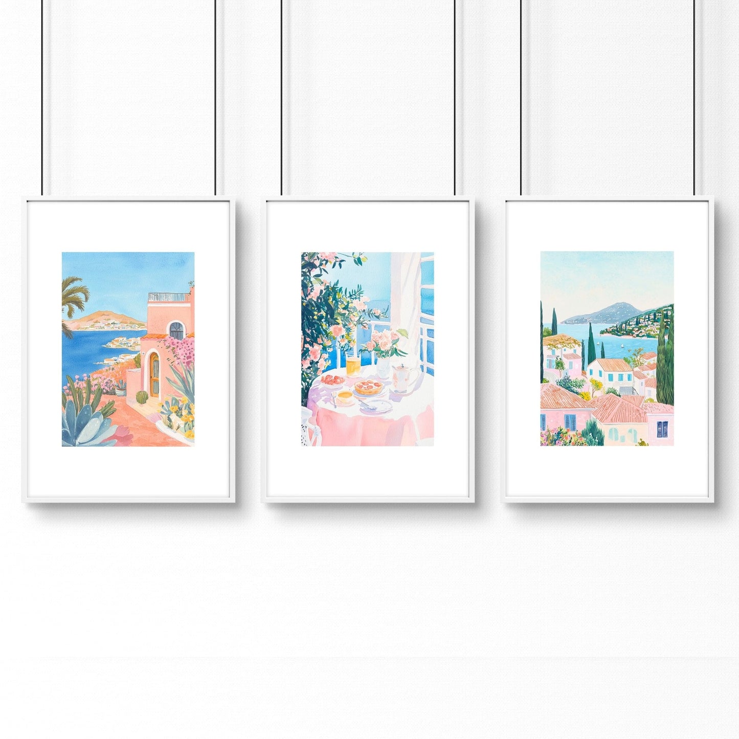 Framed Print Wall | Set of 3 Beach Decor Wall art Prints
