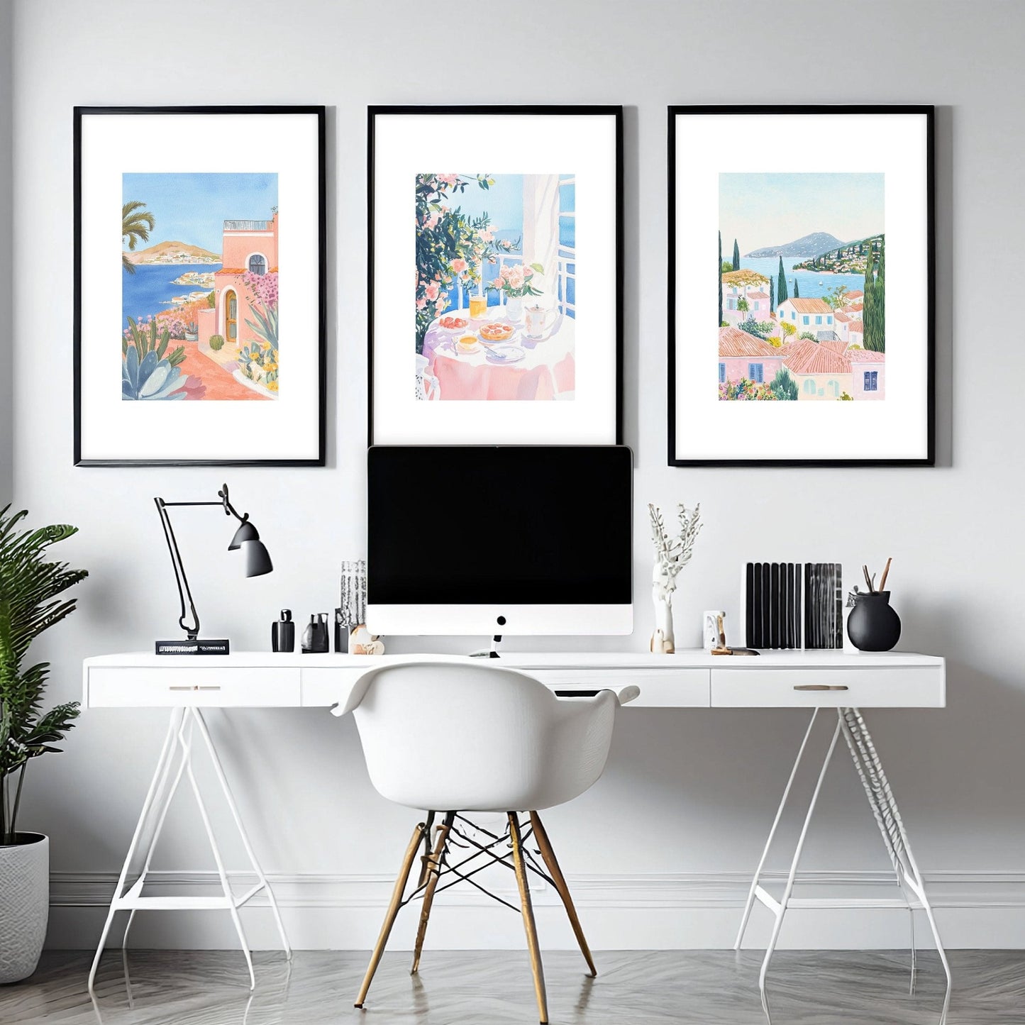 Framed Print Wall | Set of 3 Beach Decor Wall art Prints