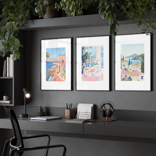 Framed Print Wall | Set of 3 Beach Decor Wall art Prints