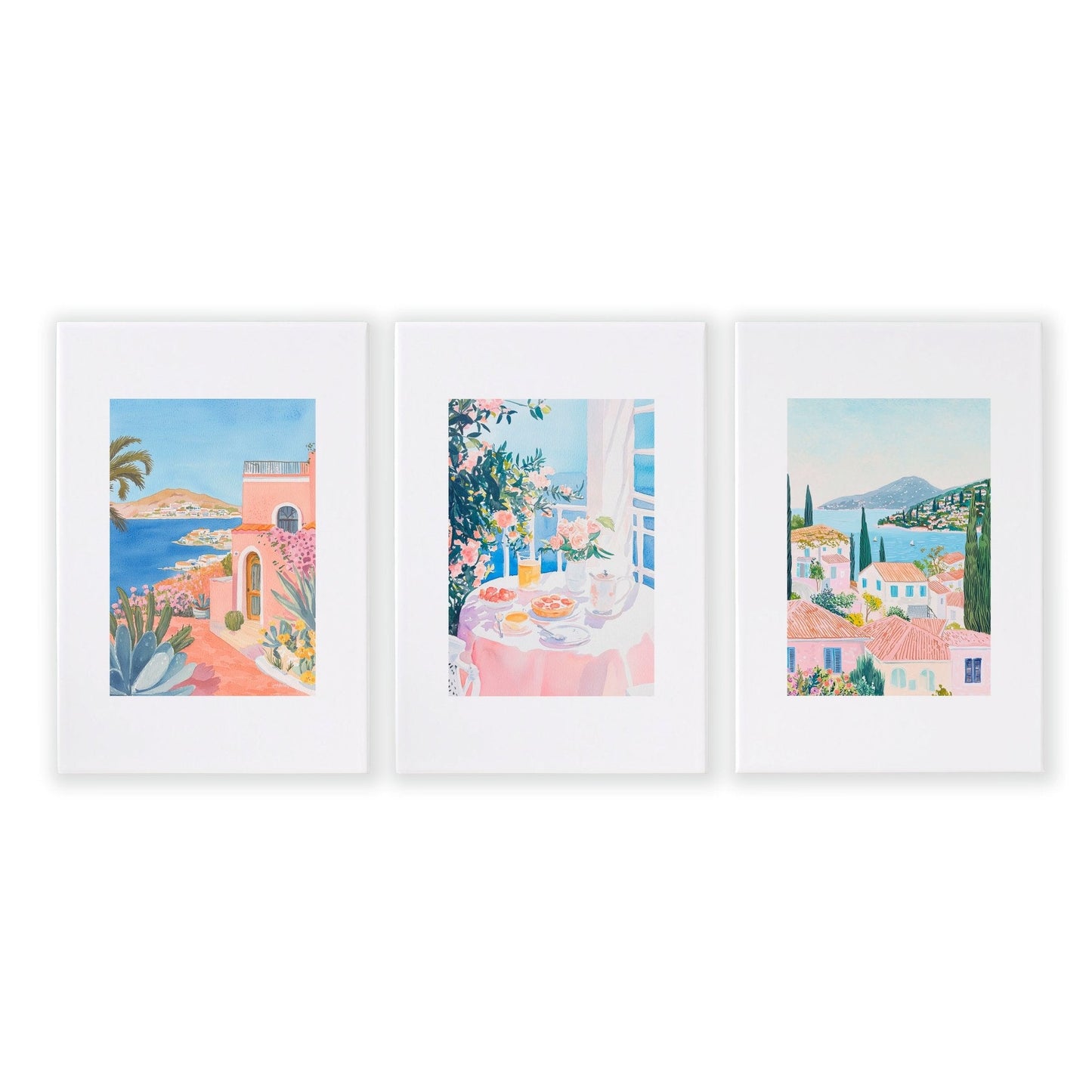 Framed Print Wall | Set of 3 Beach Decor Wall art Prints