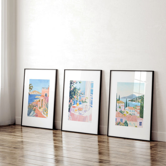 Framed Print Wall | Set of 3 Beach Decor Wall art Prints