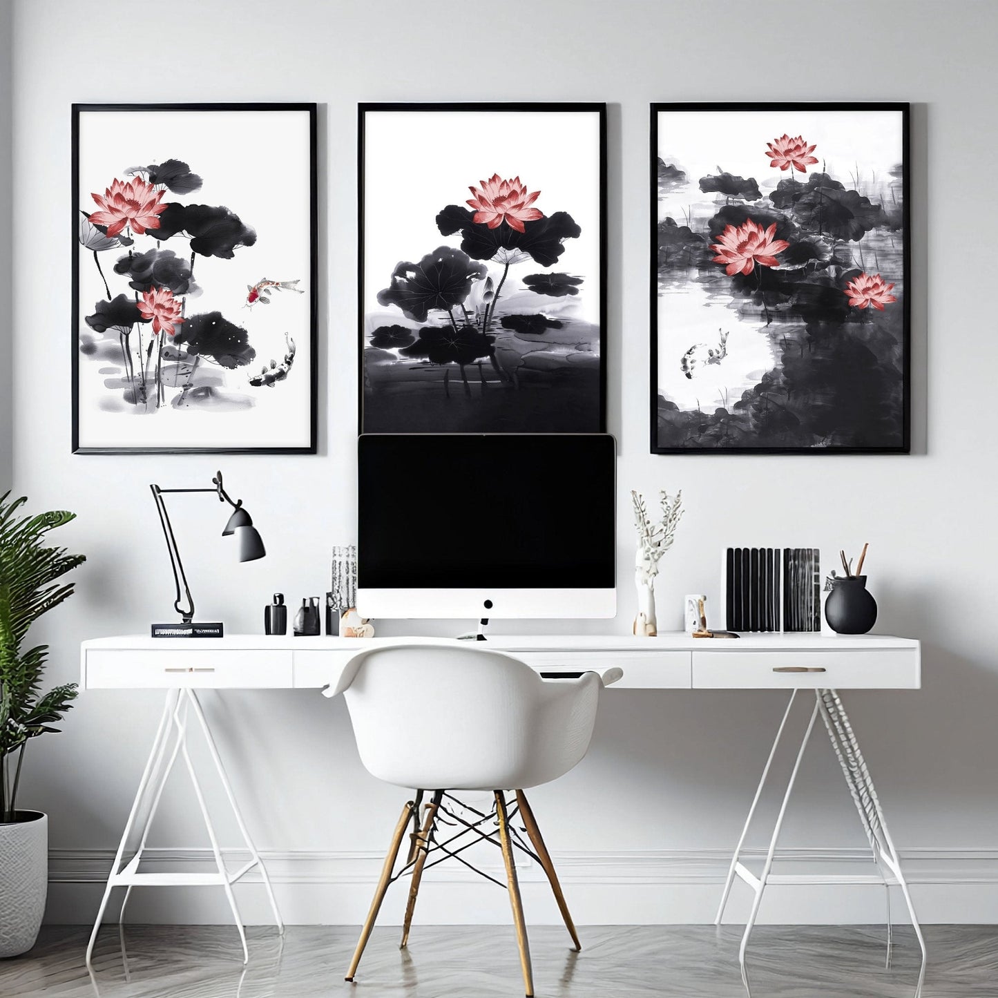 Framed Prints For Wall | Set of 3 Asian Inspired Wall art Prints