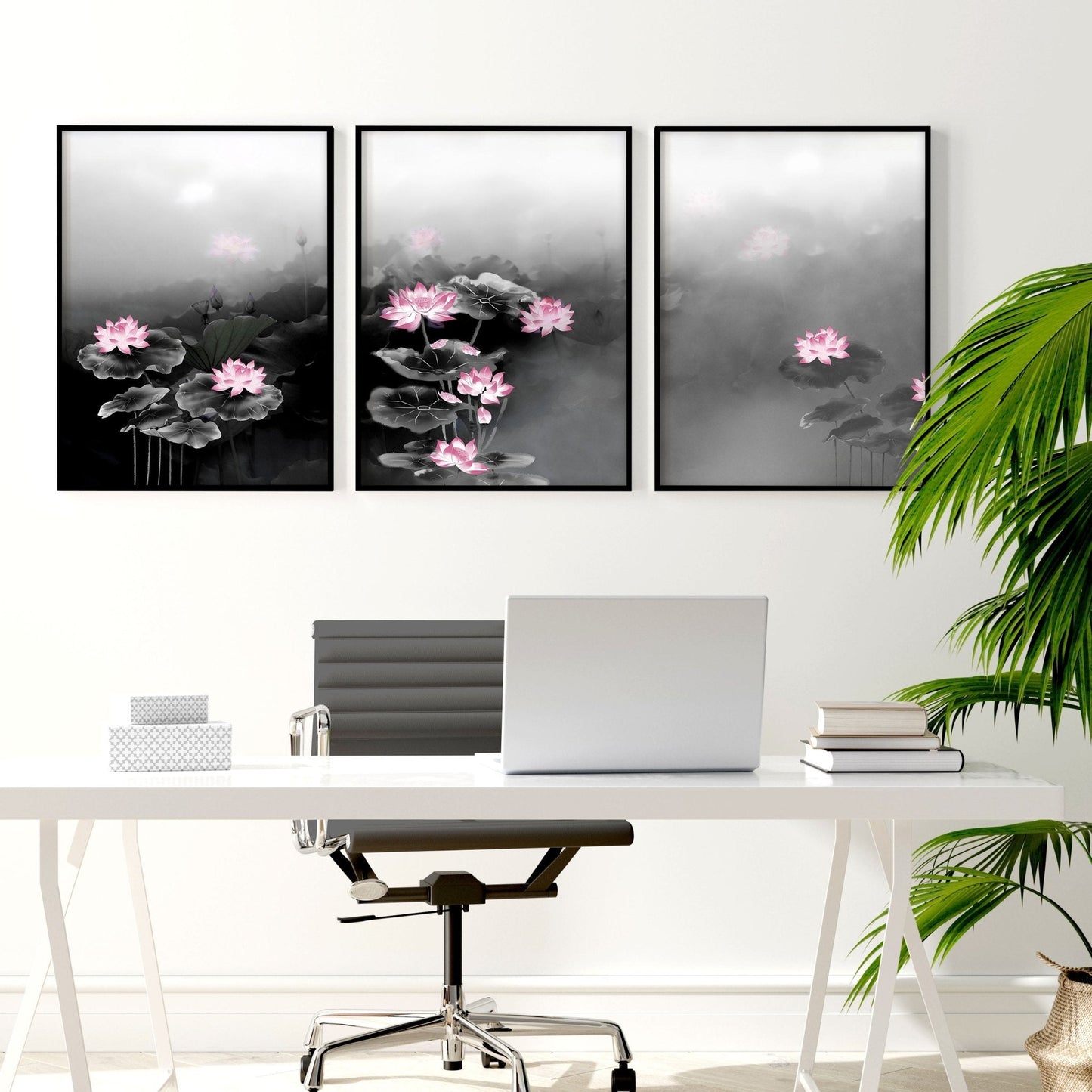 Framed Prints Wall | Set of 3 Asian Inspired Wall art Prints
