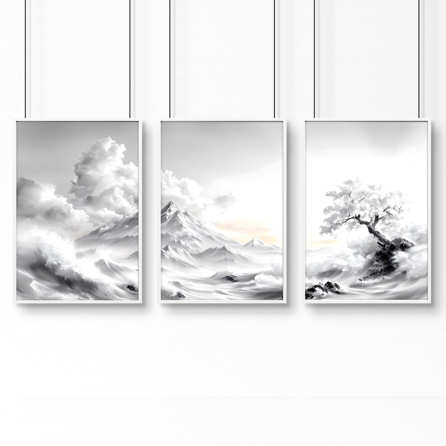 Framed Wall Art Sets of 3 | Set of 3 Asian Inspired Wall art Prints
