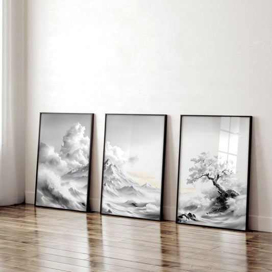Framed Wall Art Sets of 3 | Set of 3 Asian Inspired Wall art Prints