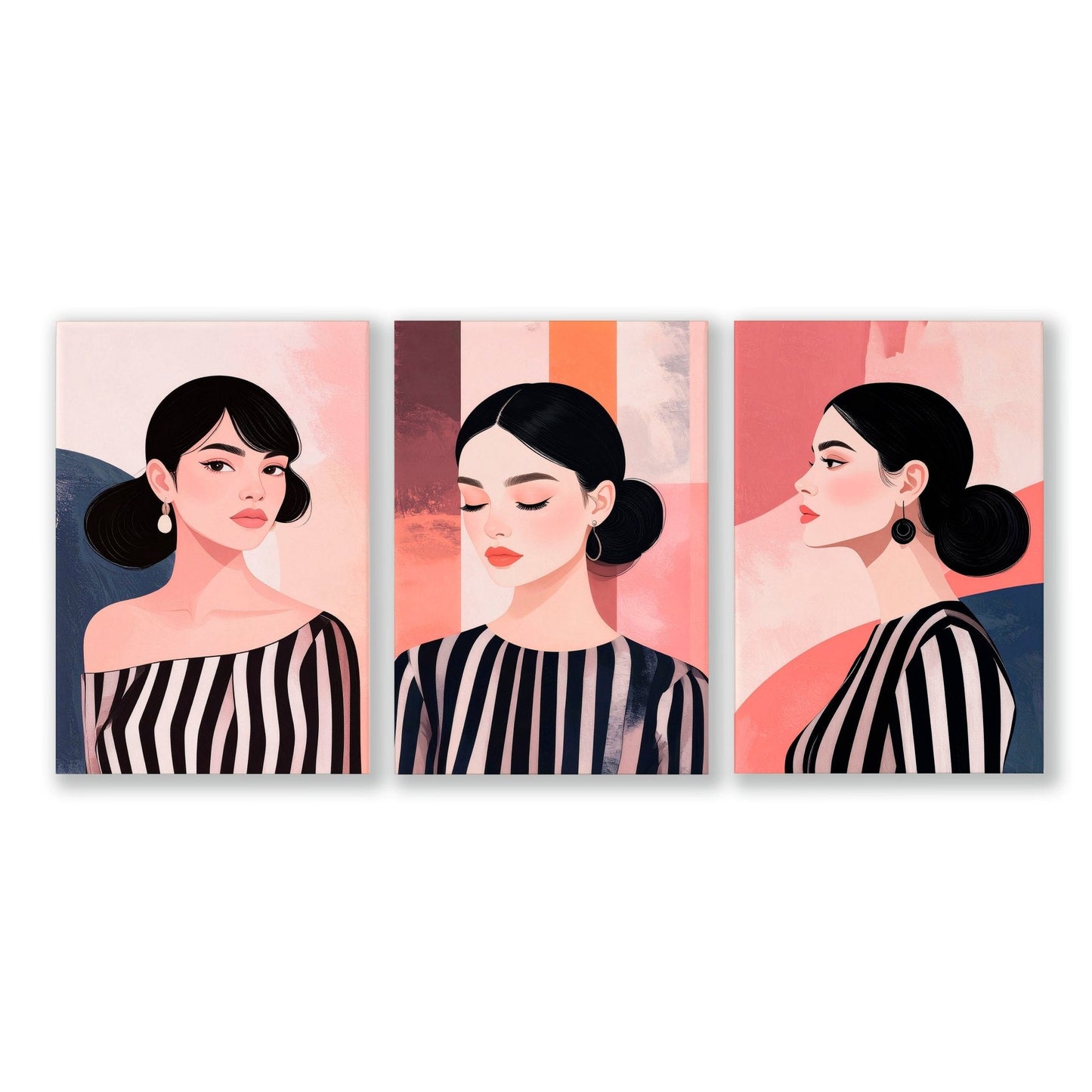 Frames Living Room | Set of 3 Boho Women Wall art Prints