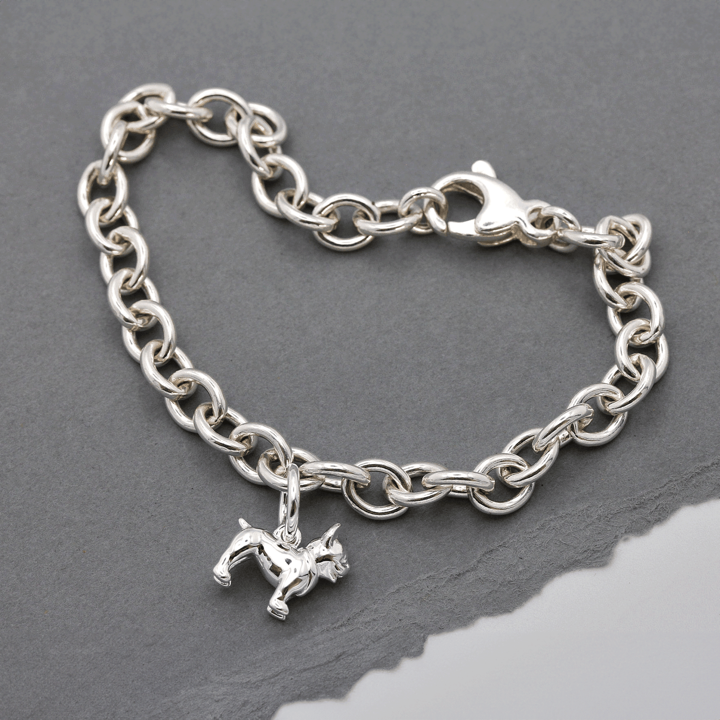 French Bulldog Silver Dog Charm