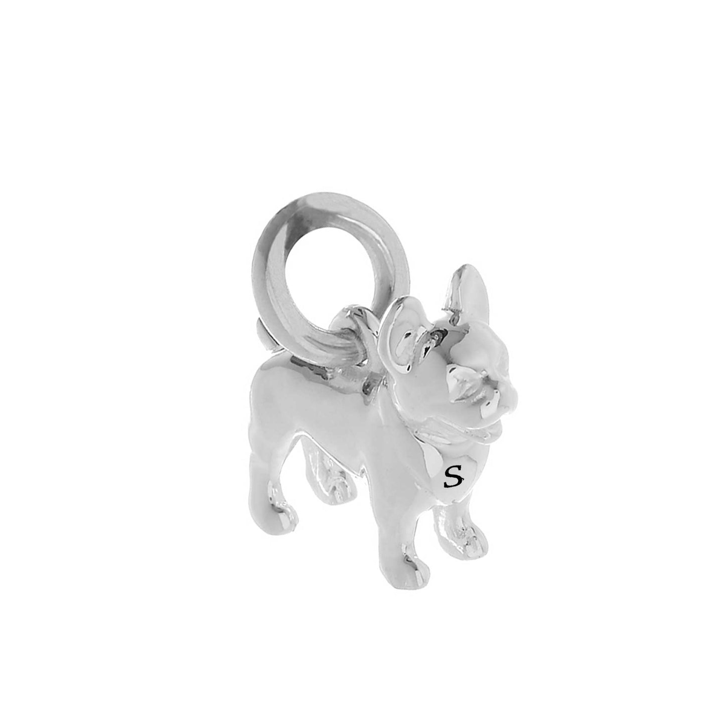 French Bulldog Silver Dog Charm