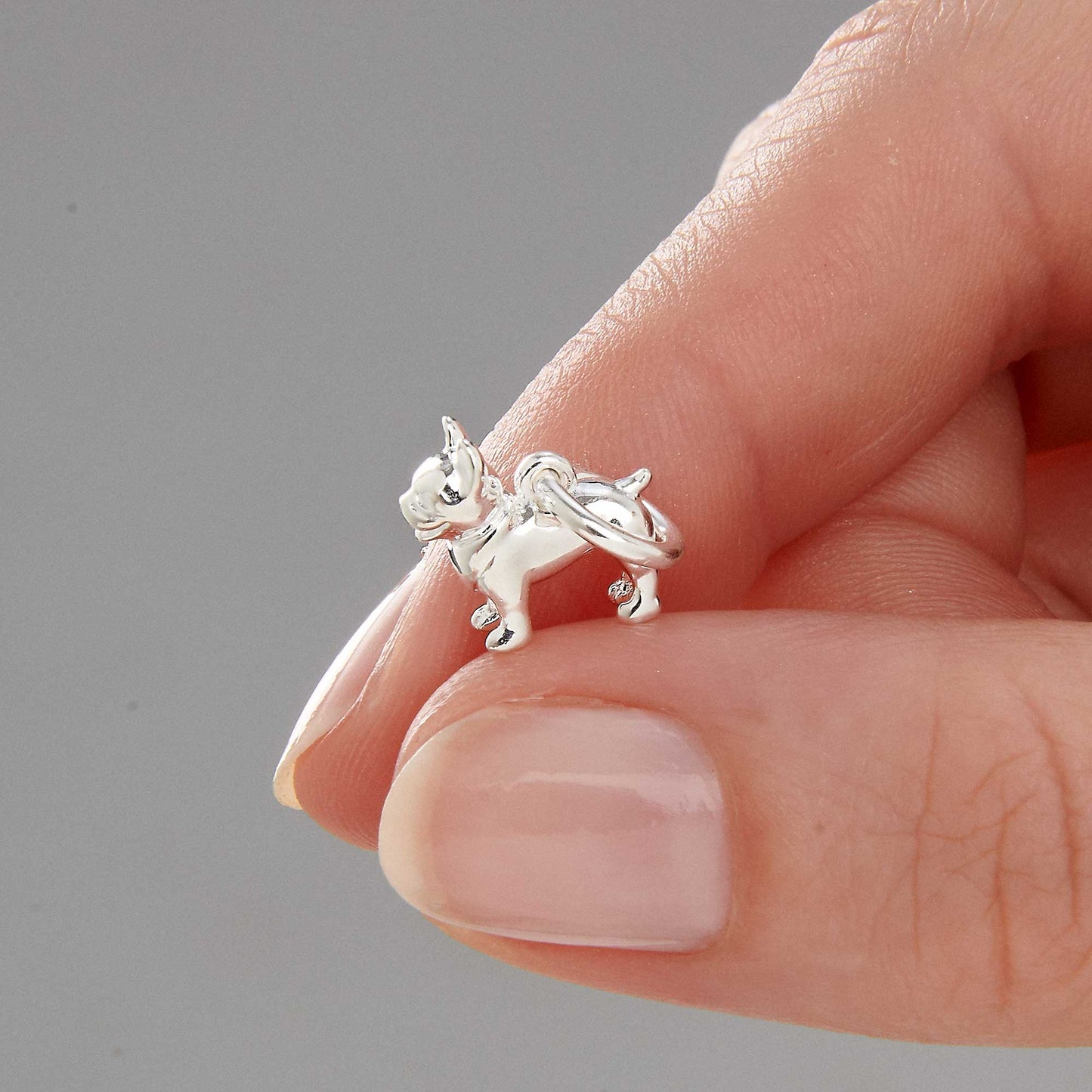French Bulldog Silver Dog Charm