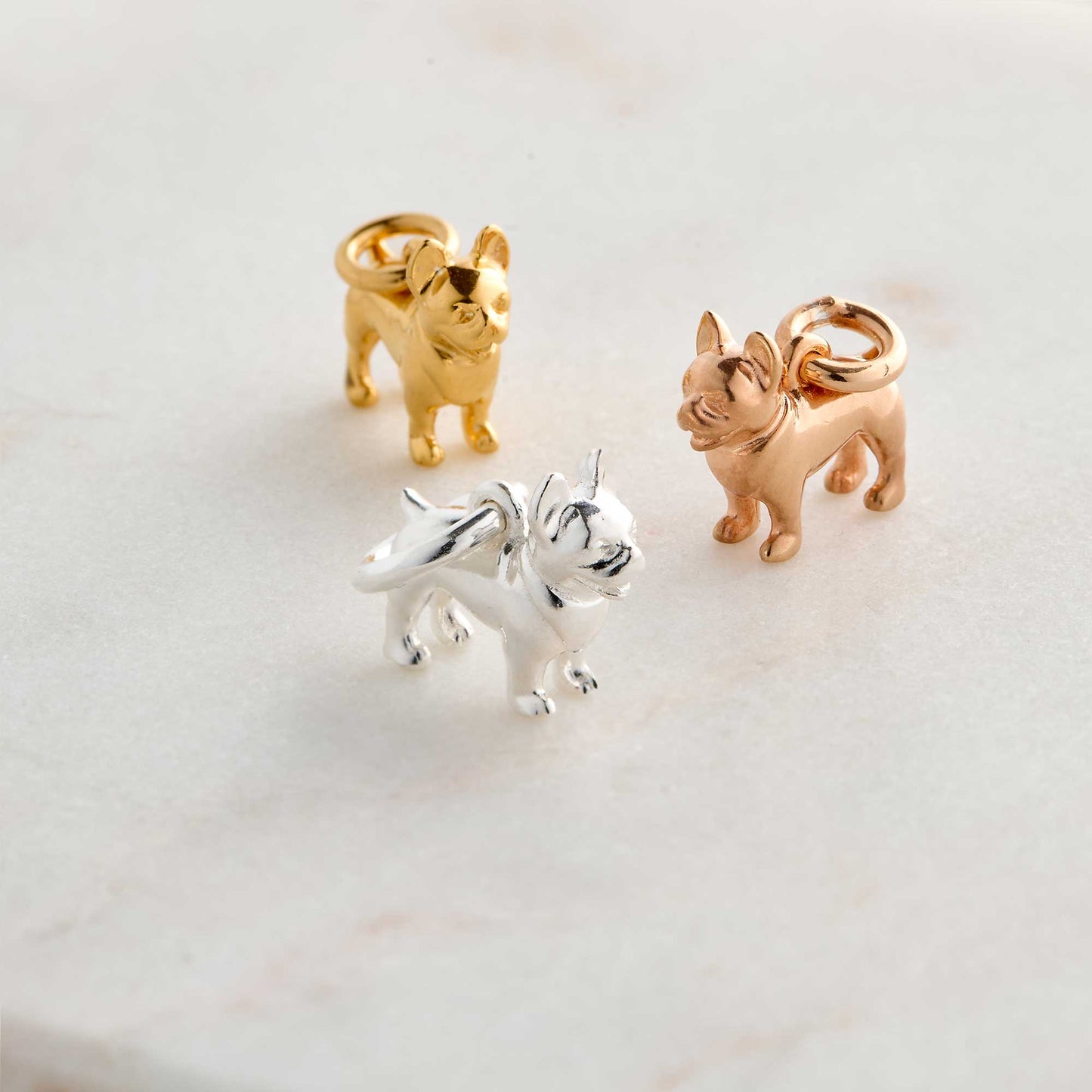 French Bulldog Silver Dog Charm