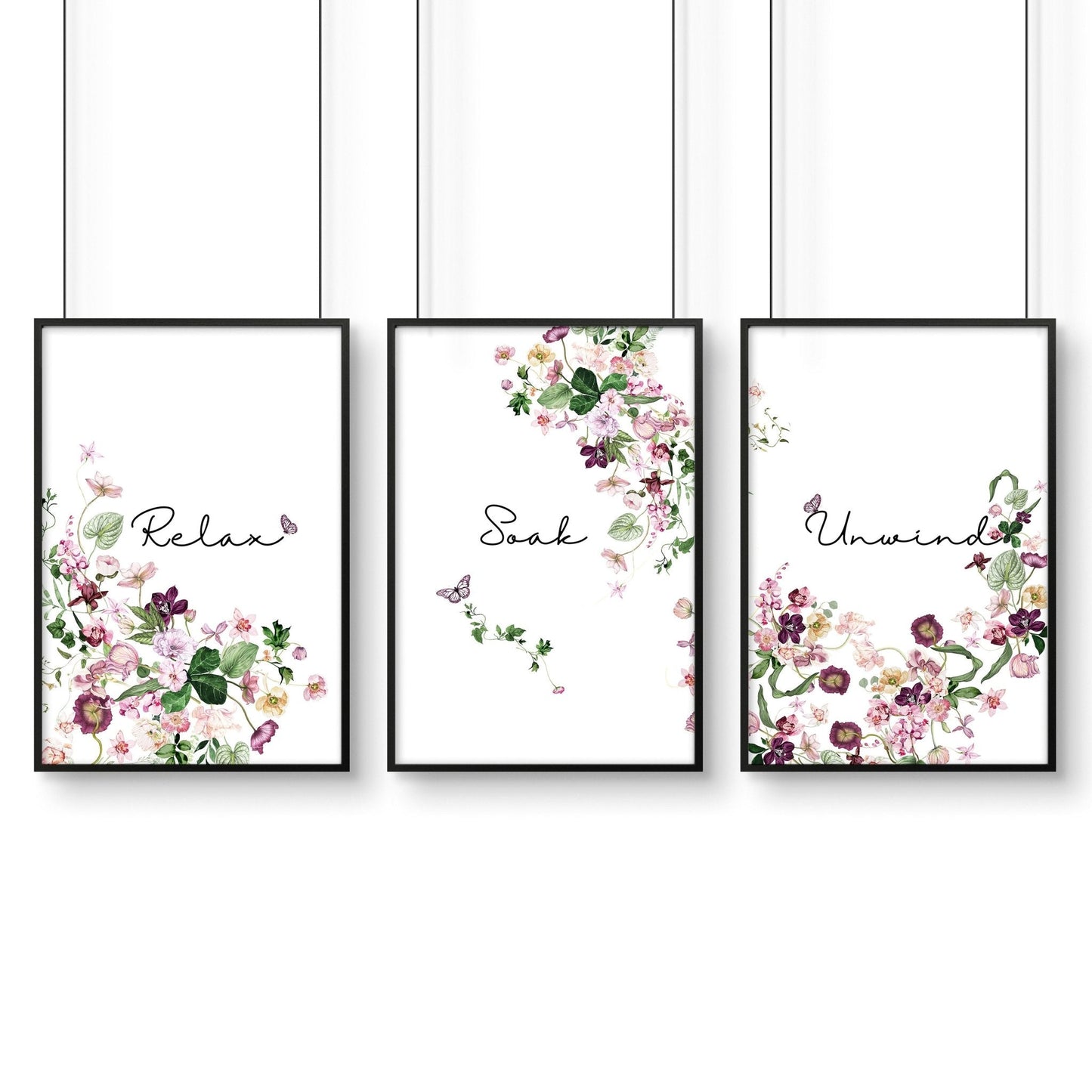 French style country bathrooms | Set of 3 framed wall art