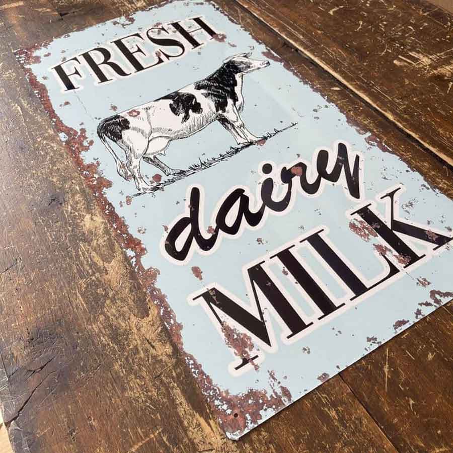 Fresh Dairy Milk Metal Wall Sign