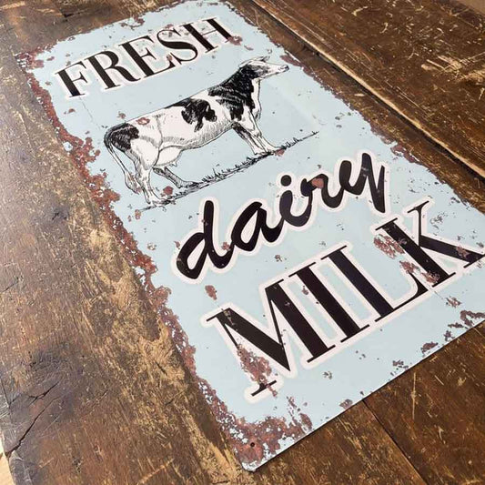 Fresh Dairy Milk Metal Wall Sign