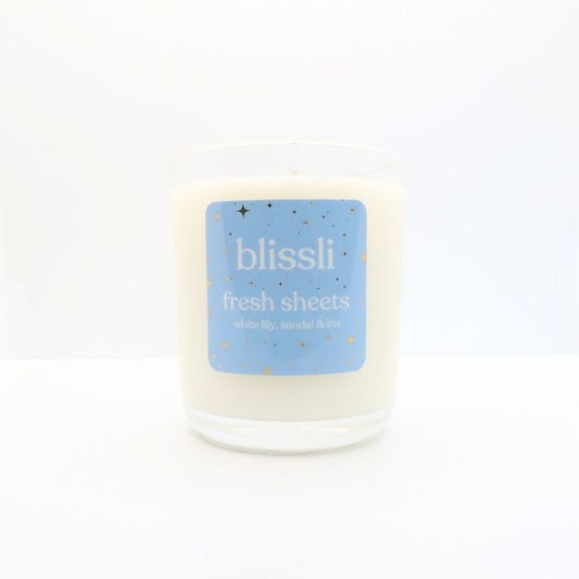 fresh sheets – white lily, sandal & iris 220g soy candle